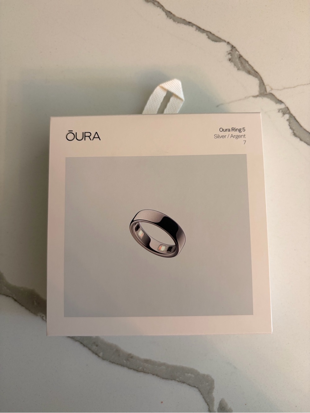 Oura Ring 5 - size 7, silver & protectors